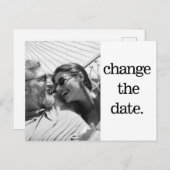 Carte Postale Modifier La Date Black White Photo Simple Mariage (Devant / Derrière)