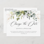 Carte Postale Modifier la date Elegant Eucalyptus Mariage (Devant / Derrière)