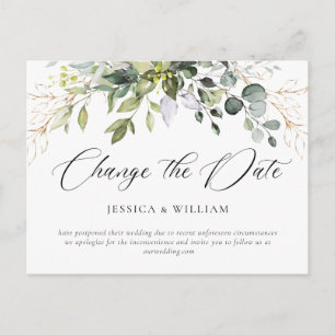 Carte Postale Modifier la date Elegant Eucalyptus Mariage