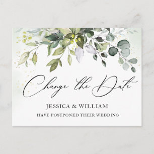 Carte Postale Modifier la date Elegant Eucalyptus Mariage