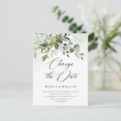 Carte Postale Modifier la date Elegant Eucalyptus Mariage (Debout devant)