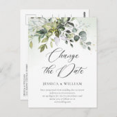 Carte Postale Modifier la date Elegant Eucalyptus Mariage (Devant / Derrière)