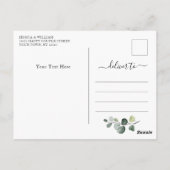 Carte Postale Modifier la date Elegant Eucalyptus Mariage (Dos)