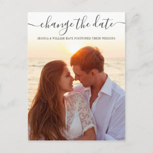Carte Postale Modifier la date Elegant Postponement Mariage PHOT