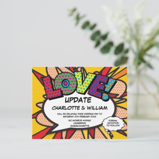 Carte Postale Modifier la date LOVE reportée Moderne (Debout devant)