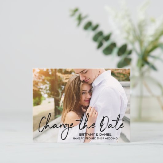 Carte Postale Modifier la date manuscrite Brush Script photo (Debout devant)