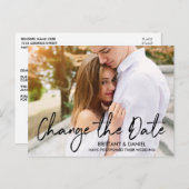 Carte Postale Modifier la date manuscrite Brush Script photo (Devant / Derrière)