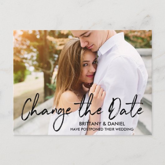 Carte Postale Modifier la date manuscrite Brush Script photo (Devant)
