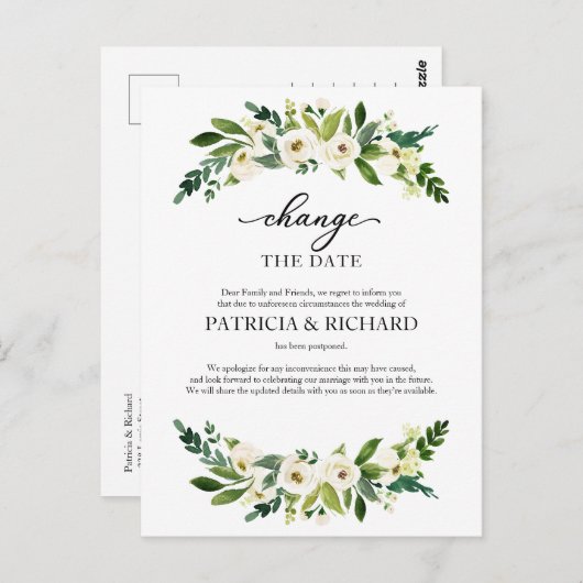 Carte Postale Modifier La Date Mariage De Verdure (Devant / Derrière)