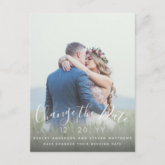 Carte Postale Modifier la date Mariage Script photo reportée (Devant)