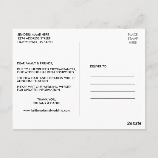 Carte Postale Modifier La Date Moderne Design Script Photo (Dos)