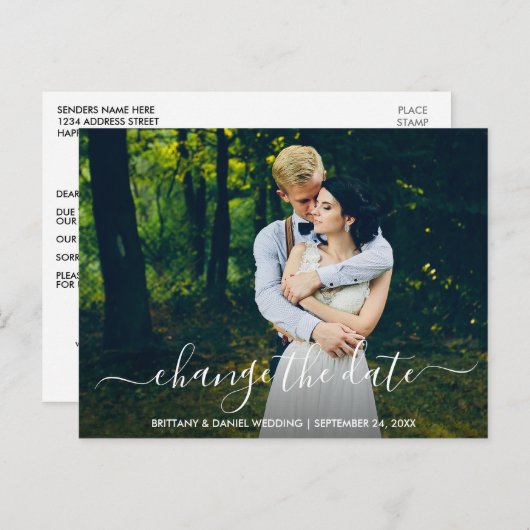 Carte Postale Modifier La Date Moderne Script À La Mode Nouvelle (Devant / Derrière)