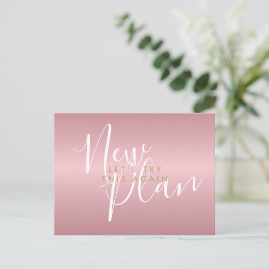 Carte Postale Modifier la date Nouveau script de plan Rose Gold (Debout devant)