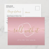 Carte Postale Modifier la date reportée Annulé Chic Rose Gold (Devant / Derrière)