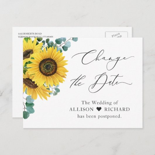 Carte Postale Modifier la date reportée Eucalyptus Tournesol (Devant / Derrière)