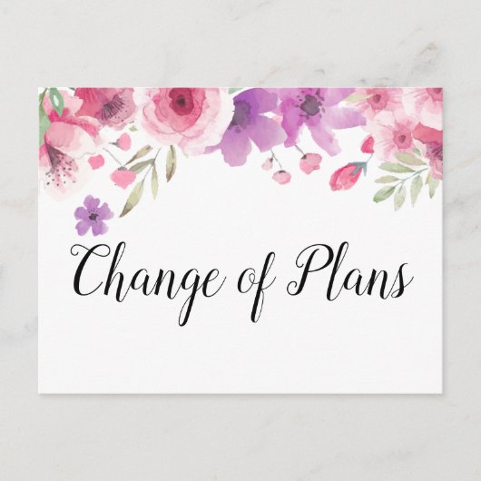 Carte Postale Modifier la date reportée événement annulé Floral (Devant)
