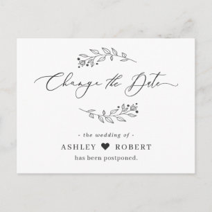 Carte Postale Modifier la date reportée Feuilles simples à main 