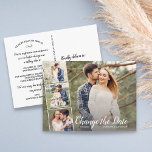 Carte Postale Modifier la date reportée Mariage 4 Photo Collage<br><div class="desc">Envoyez cette carte postale élégante lorsque vous avez un changement de plan mariage. Carte postale contient 4 de vos photos préférées et votre texte personnalisé sur le devant et le dos. Simple et amusant,  mais élégant et élégant,  il s'harmonise parfaitement avec tant de styles mariages d'aujourd'hui.</div>
