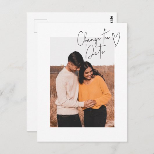 Carte Postale Modifier la date simple Script Photo Postponement (Devant / Derrière)