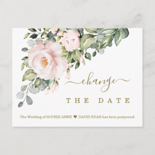 Carte Postale Modifier Le Mariage Date Pink Blush Flowers