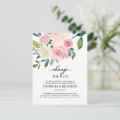 Carte Postale Modifier Le Report Du Mariage Floral Blush Date (Debout devant)