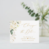 Carte Postale Modifier le script Date Gold Vert et Blanc Floral (Debout devant)