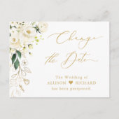 Carte Postale Modifier le script Date Gold Vert et Blanc Floral (Devant)