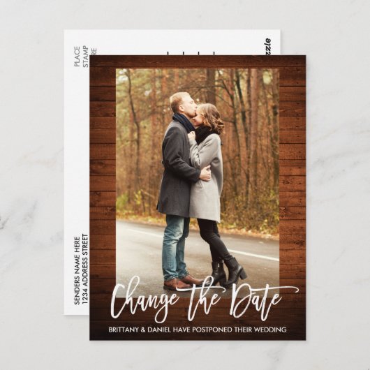 Carte Postale Modifier Le Script Date Photo Bois Brush (Devant / Derrière)