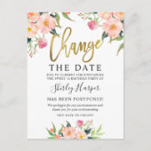 Carte Postale Modifier Le Script Date Rose Floral Or (Devant)
