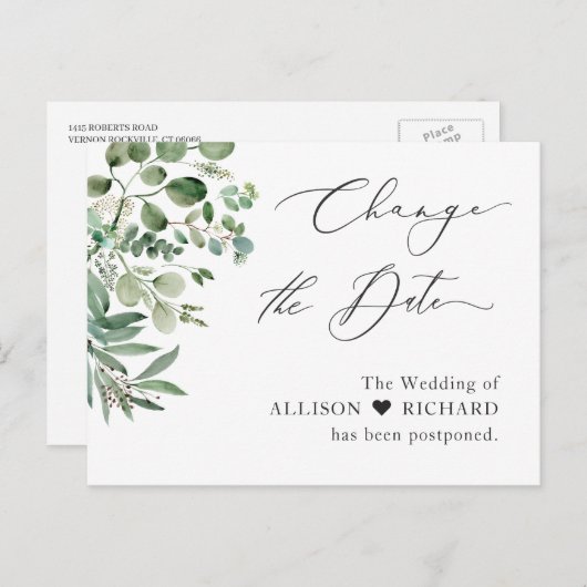 Carte Postale Modifier le script de date simple Eucalyptus éléga (Devant / Derrière)