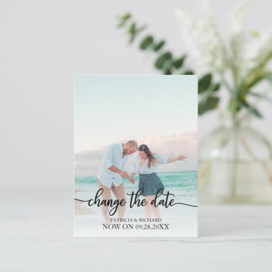 Carte Postale Modifier Le Script Noir Reporté Par Le Mariage Dat (Debout devant)