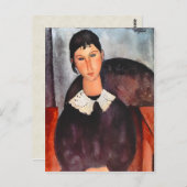 Carte Postale Modigliani Elvira avec collier blanc (Devant / Derrière)