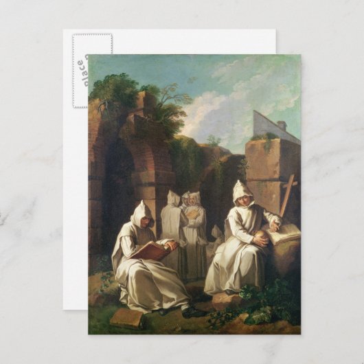 Carte Postale Moines carthusiens en méditation (Devant / Derrière)