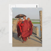 Carte Postale Moines sur le pont U-Bein, Mandalay (Devant / Derrière)