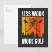 Carte Postale Moins de travail Plus de golf | Funny Golf (Devant / Derrière)