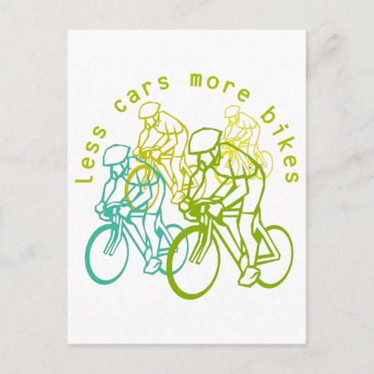Carte Postale Moins De Voitures Plus De Vélos (Devant)