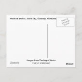 Carte Postale Moira à l'ancre, Josh's Key, Guanaja, Honduras (Dos)