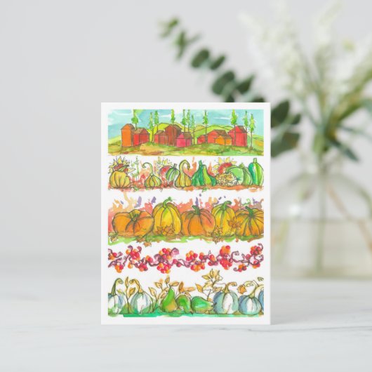 Carte Postale Mois d'automne Moisson d'aquarelle (Debout devant)