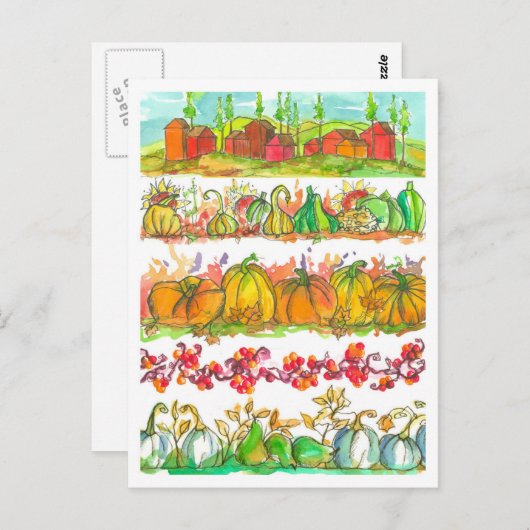 Carte Postale Mois d'automne Moisson d'aquarelle (Devant / Derrière)