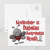 Carte Postale Mois de la sensibilisation au diabète Abeille 1.3 (Devant / Derrière)