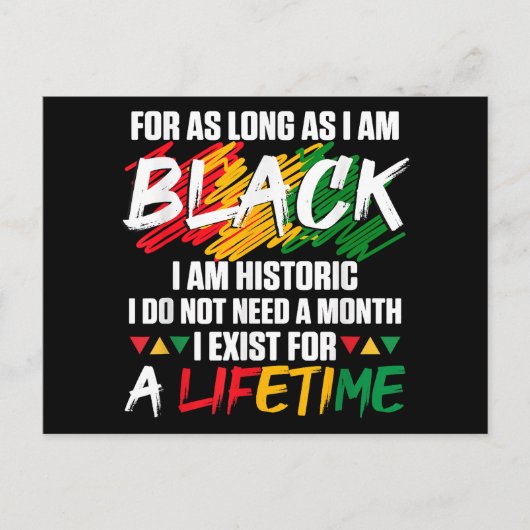 Carte Postale Mois de l'histoire des Noirs Pour aussi longtemps (Devant)