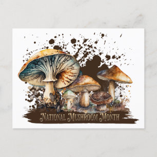 Carte Postale Mois du champignon national aquarelle