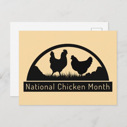 Carte Postale Mois national du poulet, coq et puis (Devant / Derrière)