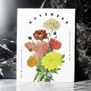 Carte Postale Mois novembre Fleurs Chrysanthemum