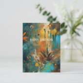 Carte Postale Moisson d'Automne Bleu Sarcelle Rouille Or Abstrai (Debout devant)