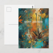 Carte Postale Moisson d'Automne Bleu Sarcelle Rouille Or Abstrai (Devant / Derrière)