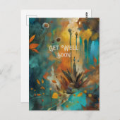 Carte Postale Moisson d'automne sarcelle rouille or abstrait Bon (Devant / Derrière)