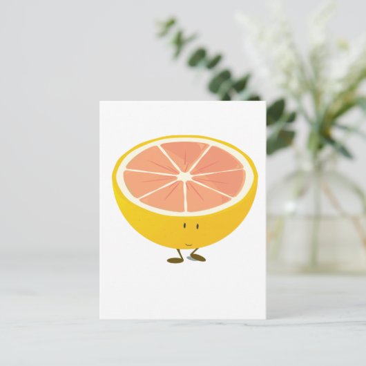 Carte Postale Moitié pamplemousse souriant caractère (Debout devant)