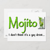 Carte Postale Mojito : Pas Une Boisson Gay... ? (Devant / Derrière)