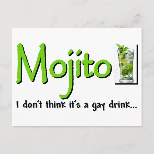 Carte Postale Mojito : Pas Une Boisson Gay... ? (Devant)